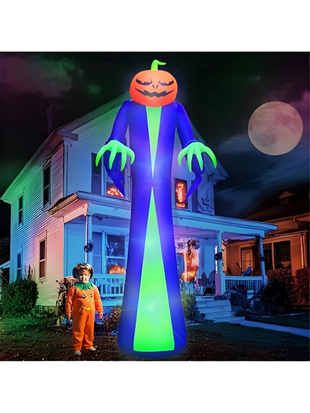 12Ft Giant Halloween Inflatables Pumpkin Blow Up Yard Decoration Built in LED